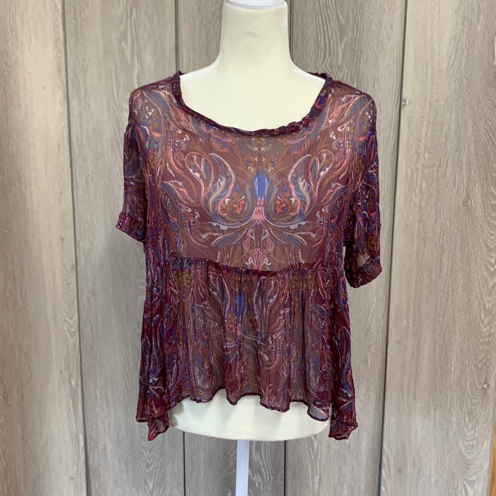 Free People Sheer Paisley Blouse!! S